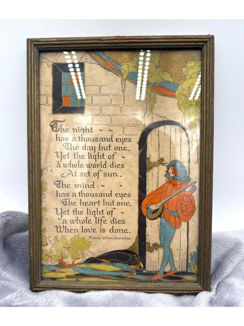 Vgt Framed Art Print "The Night Has A Thousand Eyes" Poem 10.5"x7.5"